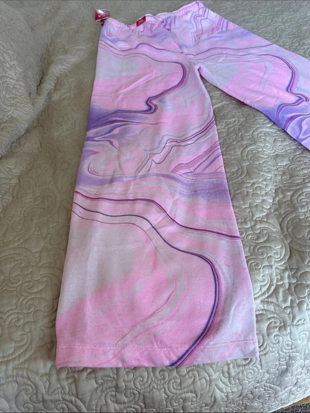Justice Pink and Purple Tie-Dye Lounge Bottoms with White Heart
